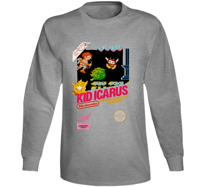 Kid Icarus Nes Box Art Retro Video Game Long Sleeve T Shirt Kid Icarus Nes Box Art Retro Video Game Long Sleeve T Shirt