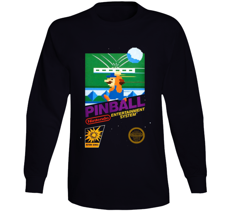 Pinball Nes Box Art Retro Video Game Long Sleeve T Shirt Pinball Nes Box Art Retro Video Game Long Sleeve T Shirt