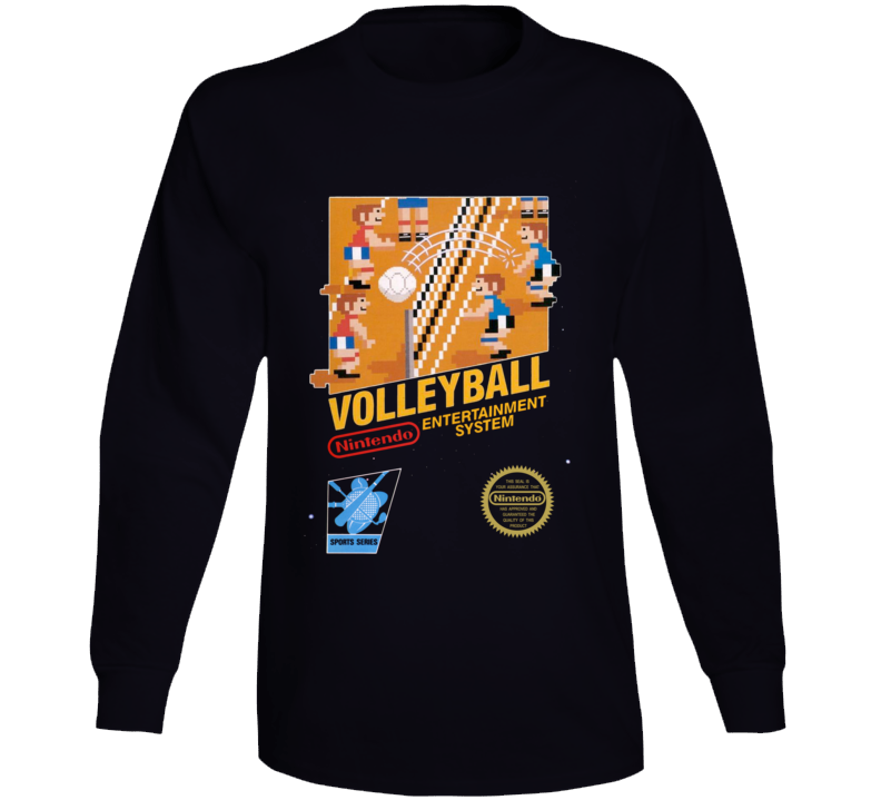 Volleyball Nes Box Art Retro Video Game Long Sleeve T Shirt Volleyball Nes Box Art Retro Video Game Long Sleeve T Shirt