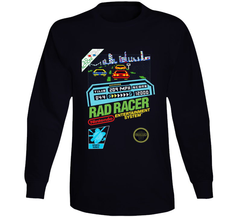 Rad Racer Nes Box Art Retro Video Game Long Sleeve T Shirt Rad Racer Nes Box Art Retro Video Game Long Sleeve T Shirt