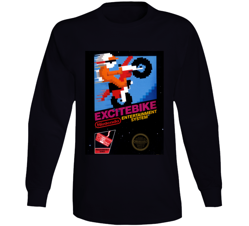 Excitebike Nes Box Art Retro Video Game Long Sleeve T Shirt Excitebike Nes Box Art Retro Video Game Long Sleeve T Shirt
