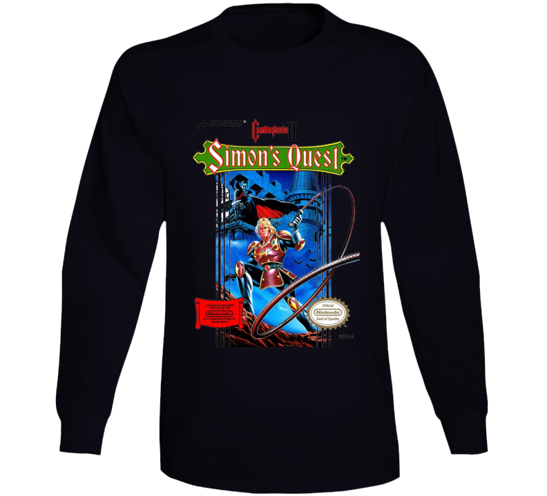 Castlevania Simon' S Quest Nes Box Art Retro Video Game Long Sleeve T Shirt Castlevania Simon' S Quest Nes Box Art Retro Video Game Long Sleeve T Shirt