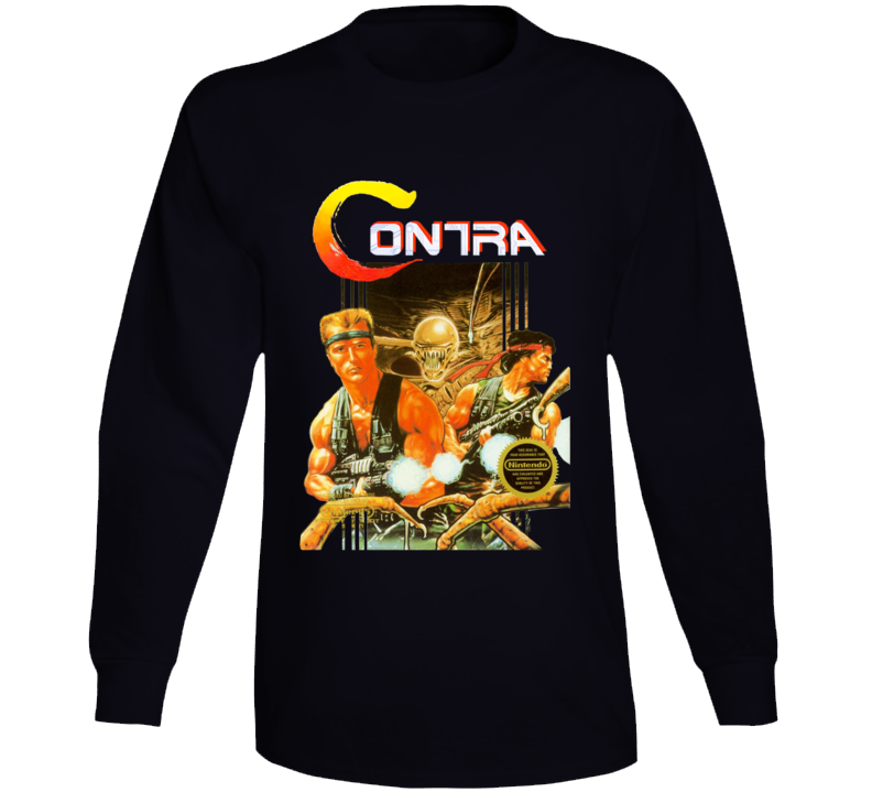 Contra Nes Box Art Retro Video Game Long Sleeve T Shirt Contra Nes Box Art Retro Video Game Long Sleeve T Shirt