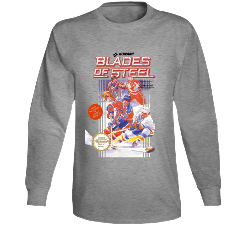 Blades Of Steel Nes Box Art Retro Video Game Long Sleeve T Shirt Blades Of Steel Nes Box Art Retro Video Game Long Sleeve T Shirt