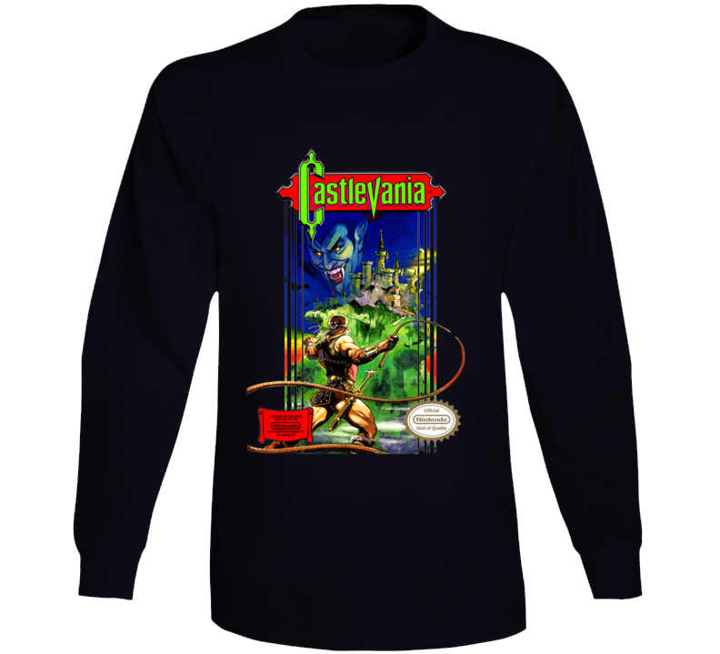 Castlevania Nes Box Art Retro Video Game Long Sleeve T Shirt Castlevania Nes Box Art Retro Video Game Long Sleeve T Shirt