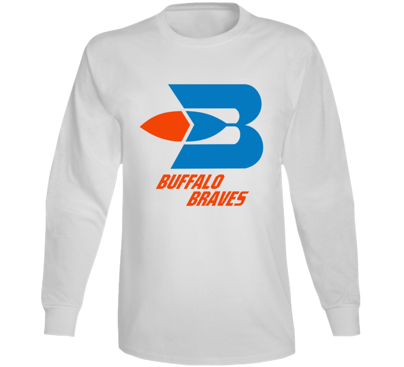 Buffalo Braves Retro Baseketball Team Logo White Long Sleeve T Shirt Buffalo Braves Retro Baseketball Team Logo White Long Sleeve T Shirt