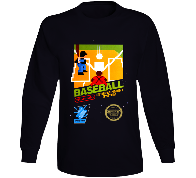 Baseball Nes Retro Box Art Long Sleeve T Shirt Baseball Nes Retro Box Art Long Sleeve T Shirt