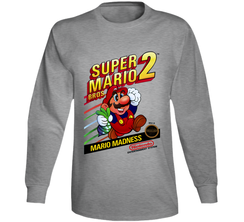 Super Mario Bros 2 Retro Video Game Long Sleeve T Shirt Super Mario Bros 2 Retro Video Game Long Sleeve T Shirt