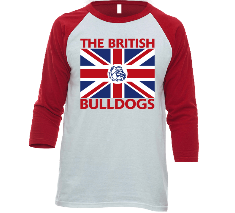 The British Bulldogs Retro Wrestling Baseball Raglan Shirt The British Bulldogs Retro Wrestling Baseball Raglan Shirt
