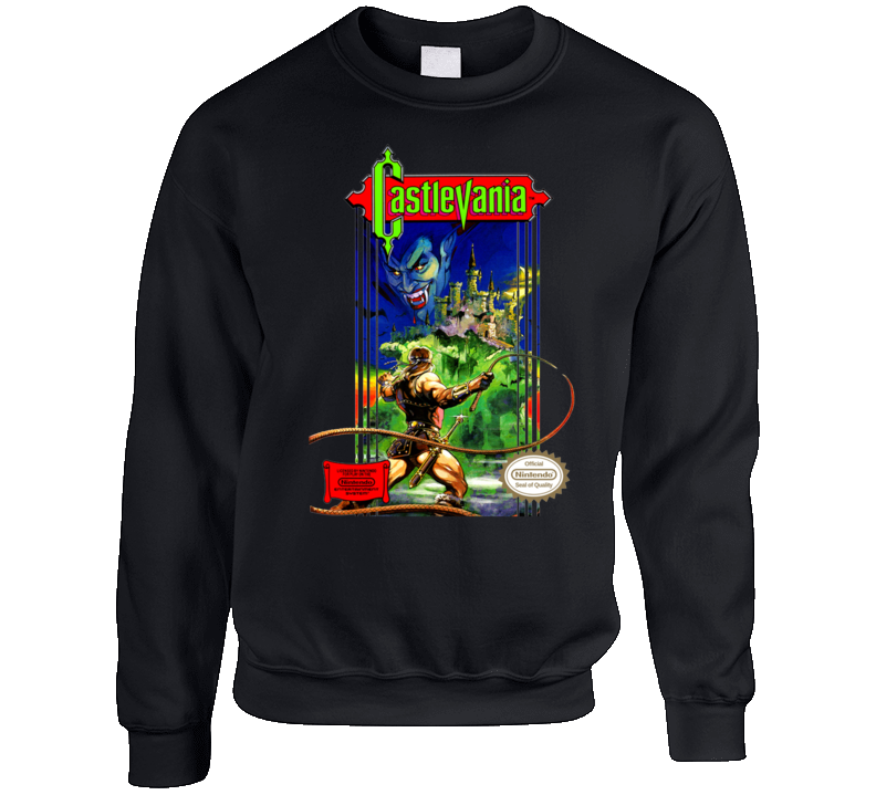 Castlevania Classic Video Game Box Art Crewneck Sweatshirt T Shirt Castlevania Classic Video Game Box Art Crewneck Sweatshirt T Shirt