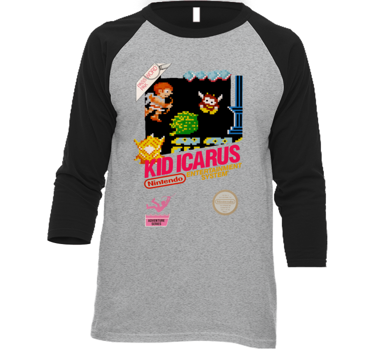 Kid Icarus Nes Retro Box Art Baseball Raglan T Shirt Kid Icarus Nes Retro Box Art Baseball Raglan T Shirt