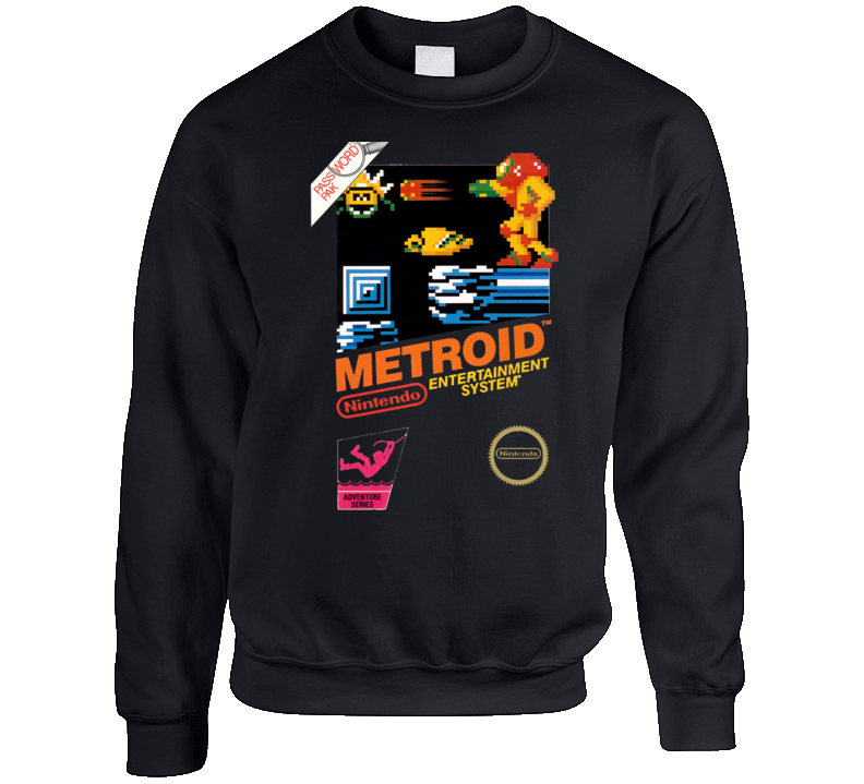 Metroid Nes Box Art Retro Crewneck Sweatshirt T Shirt Metroid Nes Box Art Retro Crewneck Sweatshirt T Shirt