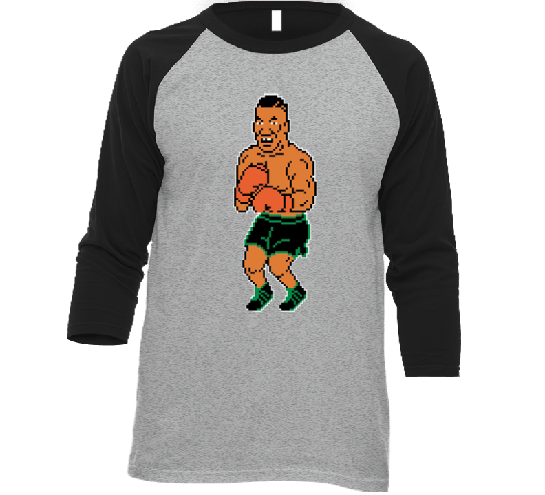 Mike Tyson's Punch-out Nes 8 Bit Baseball Raglan T Shirt Mike Tyson's Punch-out Nes 8 Bit Baseball Raglan T Shirt