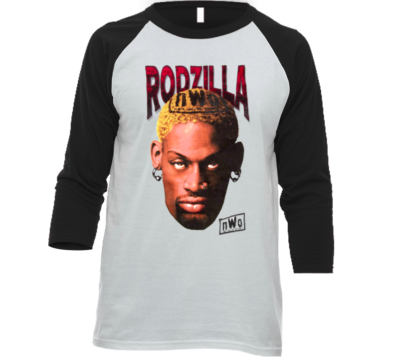 Dennis Rodman Rodzilla Wcw Retro Wrestling Baseball Raglan T Shirt Dennis Rodman Rodzilla Wcw Retro Wrestling Baseball Raglan T Shirt