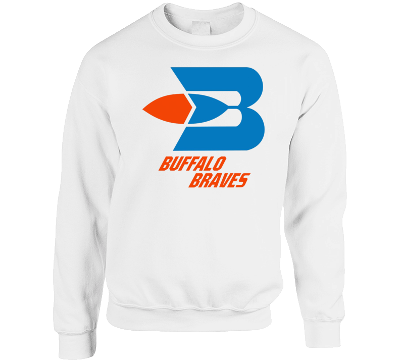 Buffalo Braves Retro 70's Basketball White Crewneck Sweatshirt T Shirt Buffalo Braves Retro 70's Basketball White Crewneck Sweatshirt T Shirt