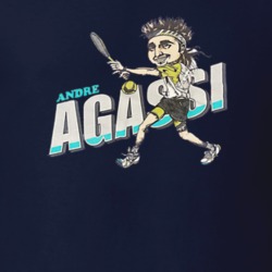 Andre Agassi Retro Tennis Caricature T Shirt - Navy 17876391