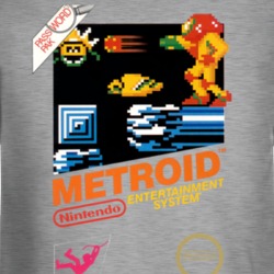 Metroid Nes Box Art Retro Video Game Grey Long Sleeve T Shirt 34665685