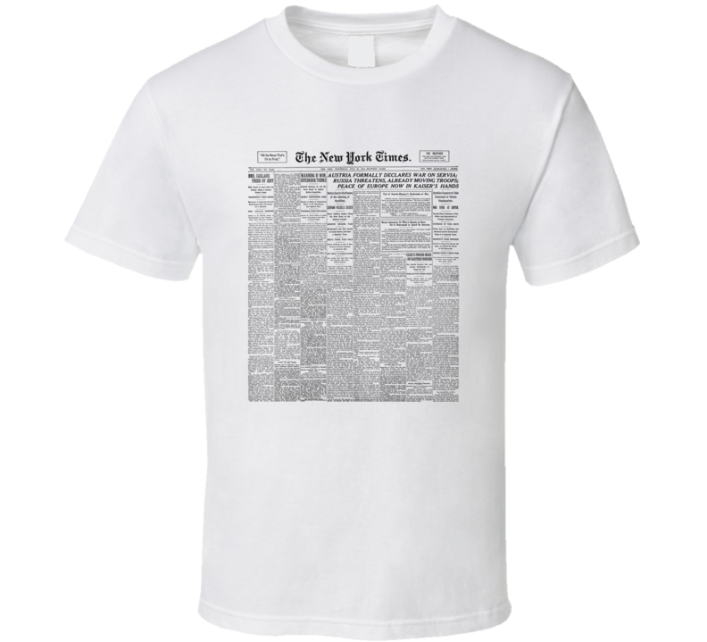 War Breaks Out In Europe 1914 NYT Article Fan T Shirt