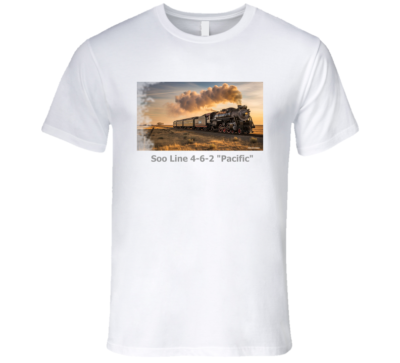 Soo Line "Pacific" Type Steam Engine pulling passenger train shirt Collection