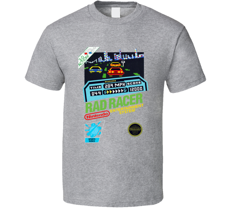 Rad Racer Nes Retro Video Game T Shirt - Grey Rad Racer Nes Retro Video Game T Shirt - Grey