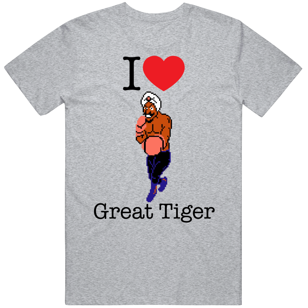 Great Tiger I Love Heart Mike Tyson's Punch Out Video Game Boxing T Shirt Great Tiger I Love Heart Mike Tyson's Punch Out Video Game Boxing T Shirt