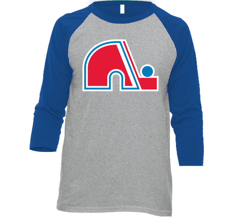 Quebec Nordiques Hockey Team Logo Baseball Raglan T Shirt Quebec Nordiques Hockey Team Logo Baseball Raglan T Shirt