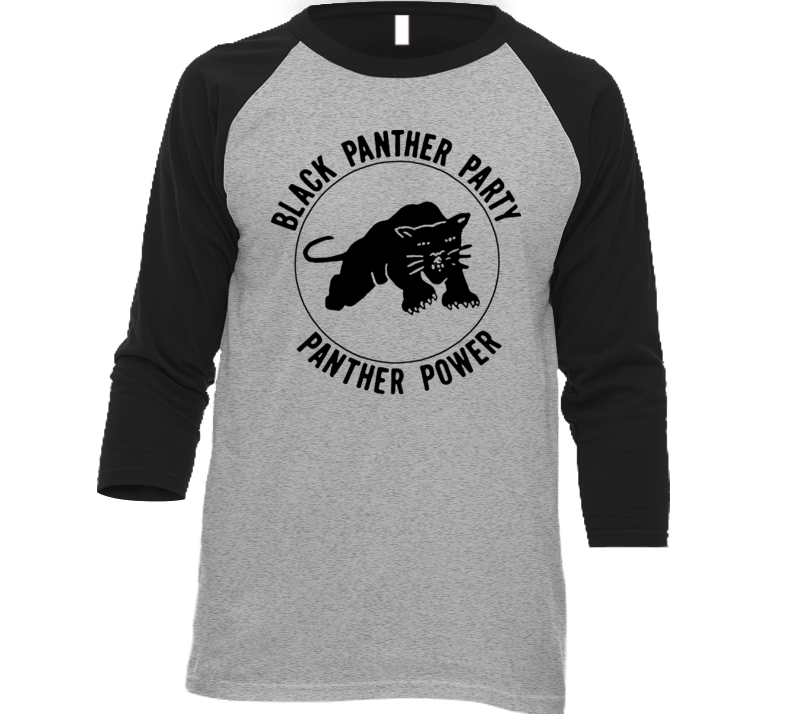 Black Panther Party Retro Baseball Black/grey Raglan T Shirt Black Panther Party Retro Baseball Black/grey Raglan T Shirt