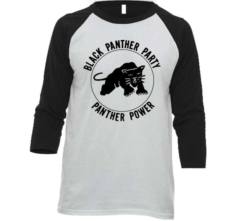 Black Panther Party Retro Baseball Raglan White/black T Shirt Black Panther Party Retro Baseball Raglan White/black T Shirt