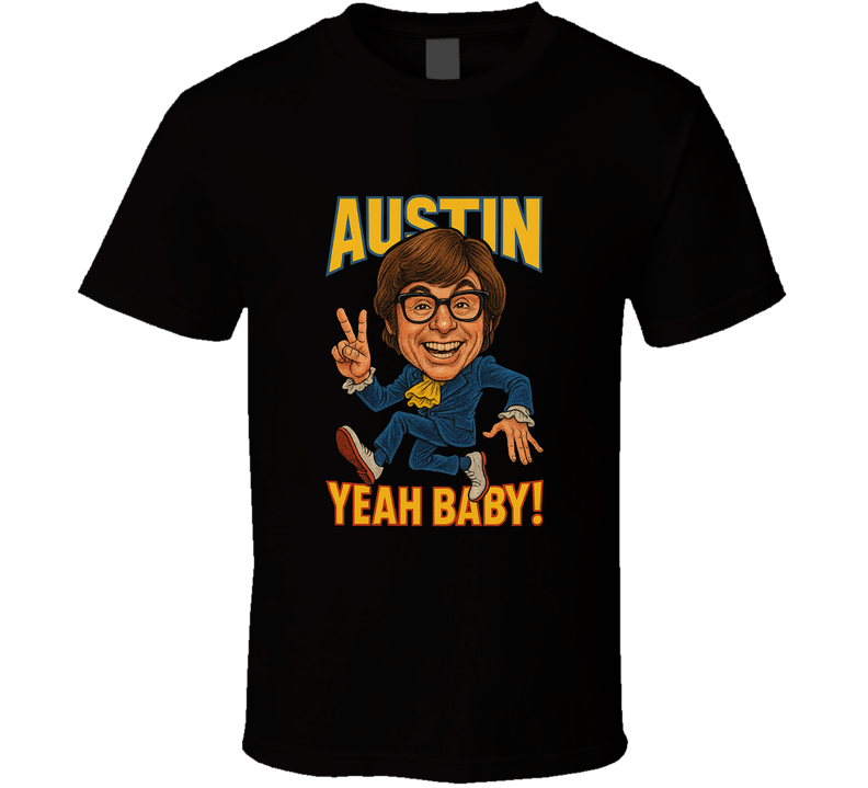 Austin Powers Austin Character Retro Caricature Movie T Shirt Austin Powers Austin Character Retro Caricature Movie T Shirt