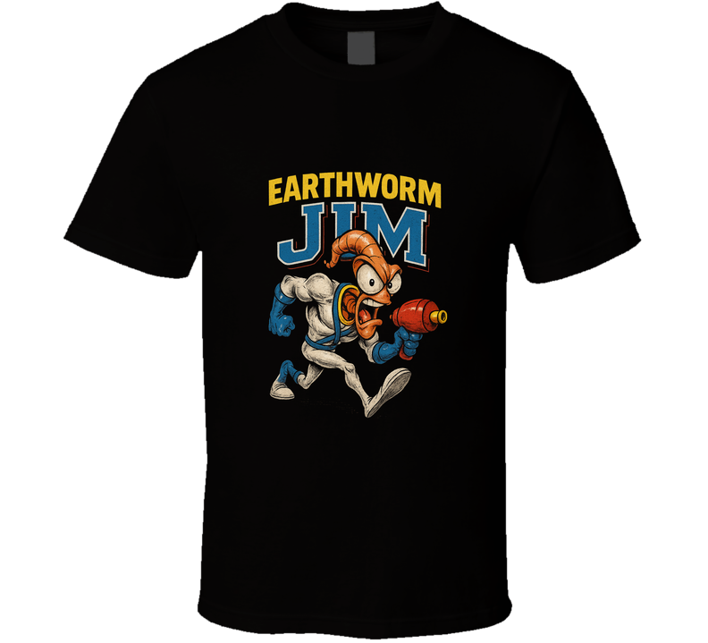 Earthworm Jim Retro Caricature Video Game T Shirt