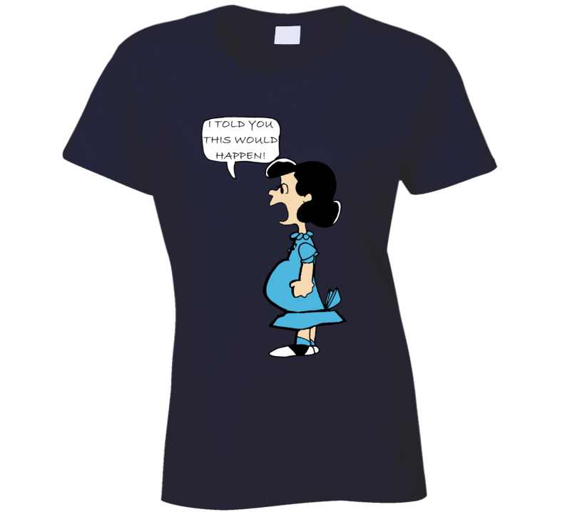Womens T-shirt Lucy Pregnant Charlie Brown
