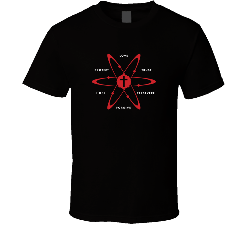 Mens T-shirt Christian Atom Cross Love