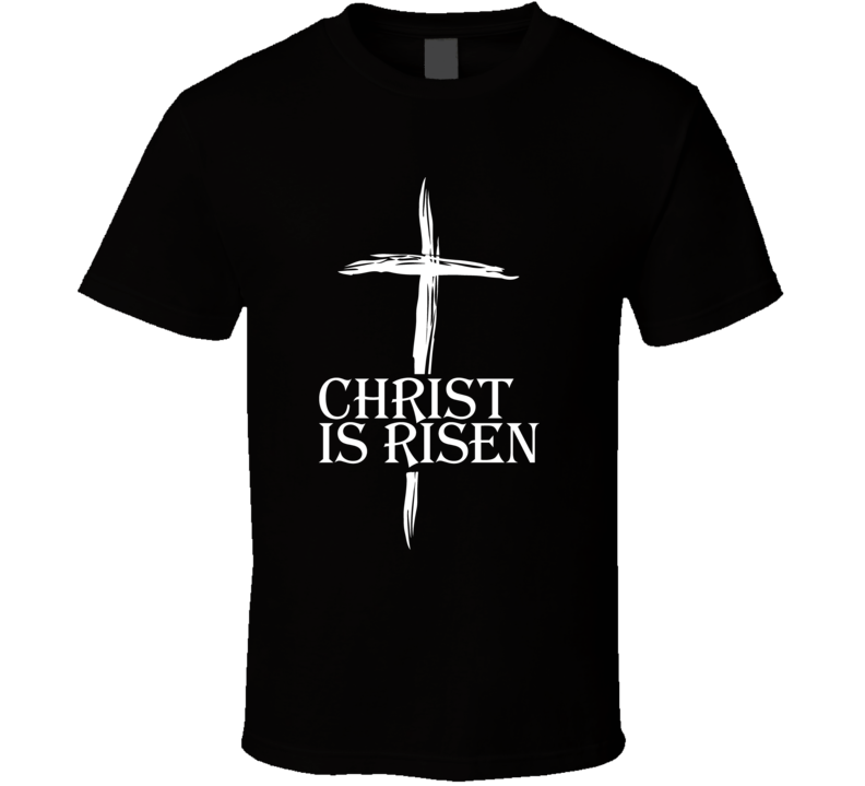 Mens T-Shirt Christ Is Risen Christian Black