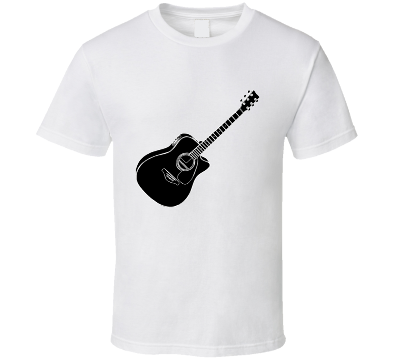 Mens T-shirt Acoustic Guitar Folk Musician White
