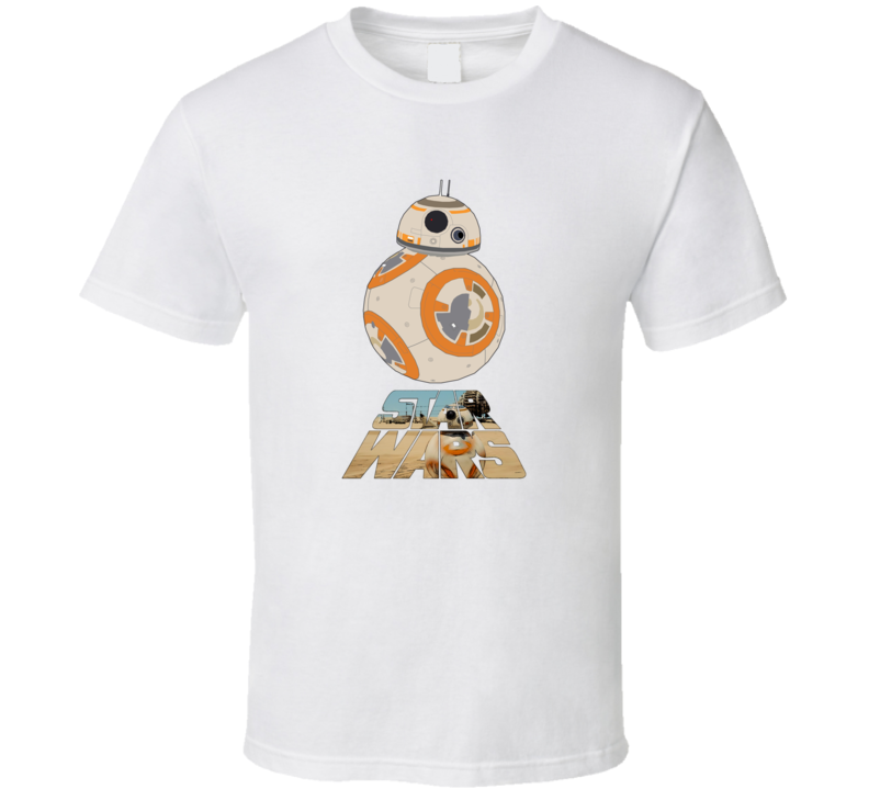 Mens Unisex T-shirt BB8 Droid Star Wars The Force Awakens White