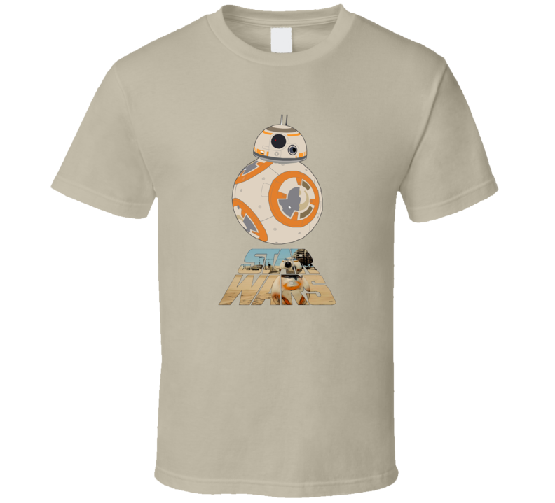 Mens Unisex T-shirt BB8 Droid Star Wars The Force Awakens Tan