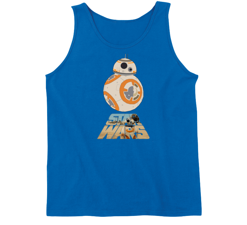 Mens Tank Top BB8 Droid Star Wars The Force Awakens Blue Sleeveless