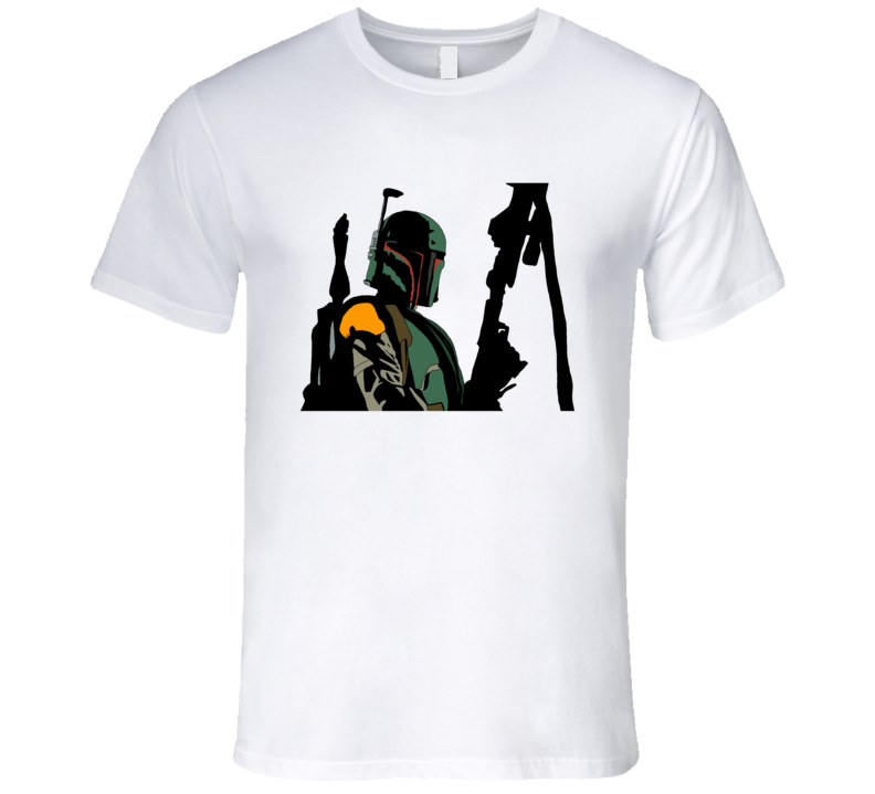 Mens Fitted T-shirt Bob Fett Star Wars Bounty Hunter White