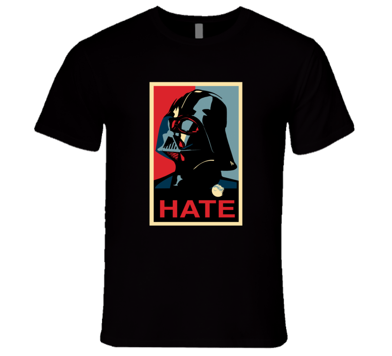 Mens Fitted T-shirt Darth Vader Dark Side Hate Star Wars Clothing Black