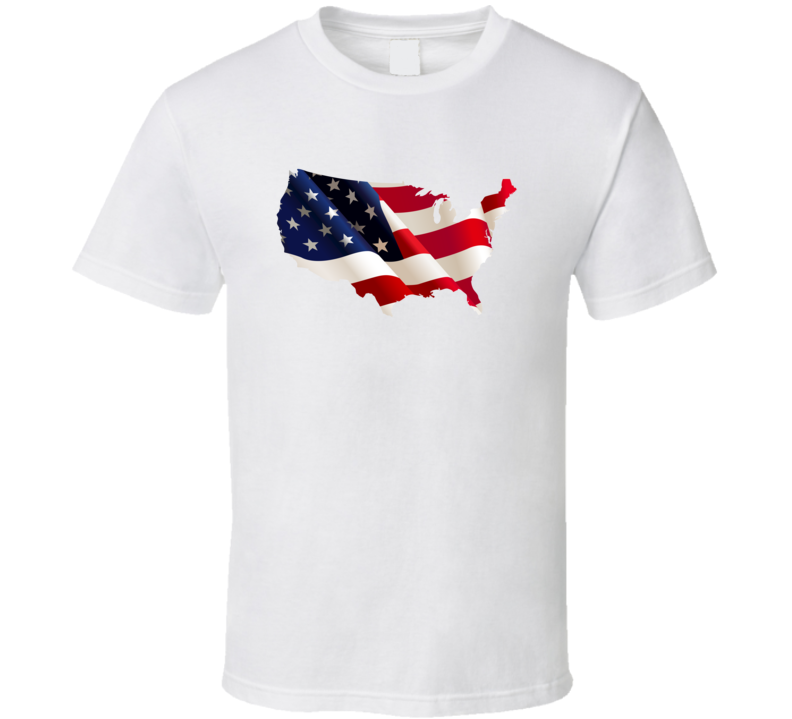 Mens Unisex T-shirt United States Flag Make America Great Again US Clothing White