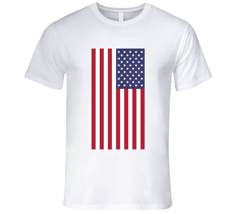 Mens Fitted T-shirt United States Flag Make America Great Again US Clothing White