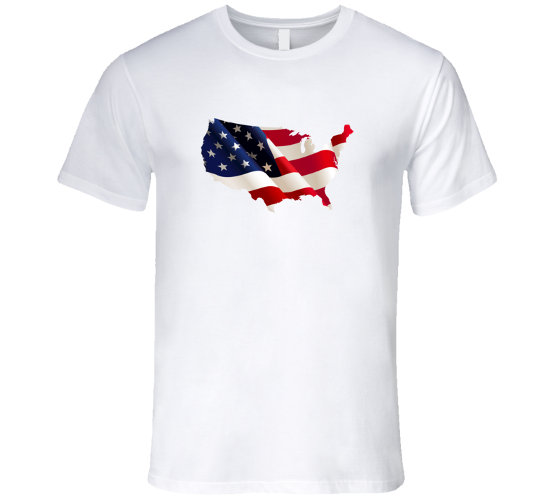 Mens Fitted T-shirt United States Flag Make America Great Again US Clothing White
