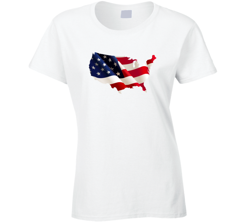 Womens T-shirt United States Flag Make America Great Again US Clothing White