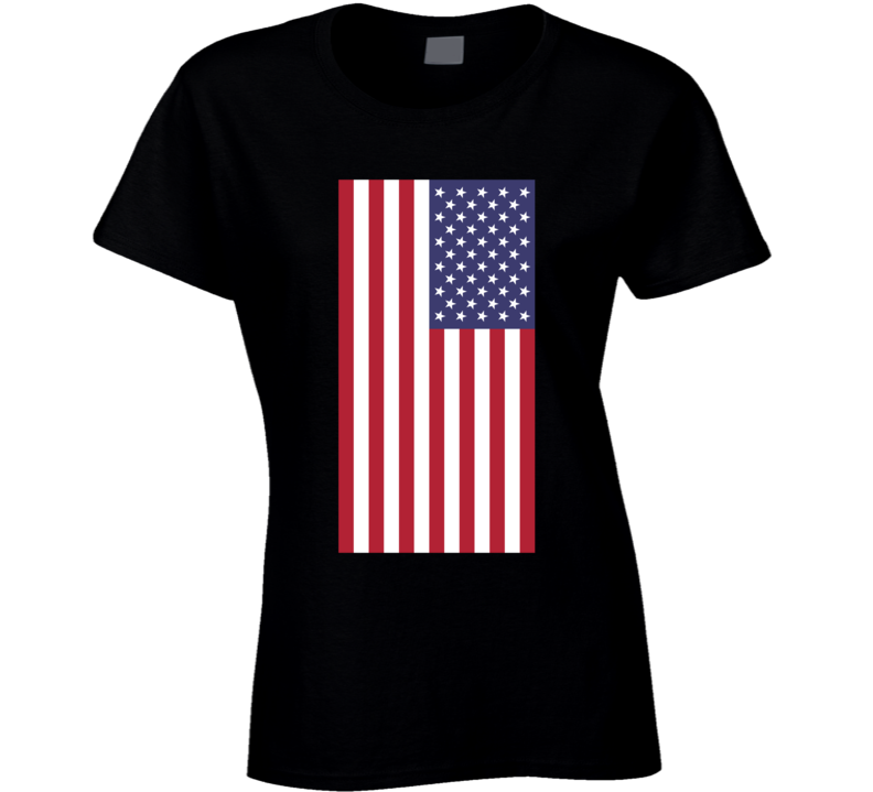 Womens T-shirt United States Flag Make America Great Again US Clothing Black