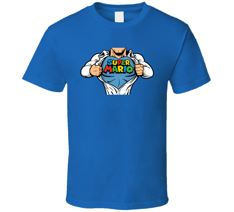 Mens Unisex T-Shirt Super Mario Bros Nintendo Retro Video Game Clothing Blue