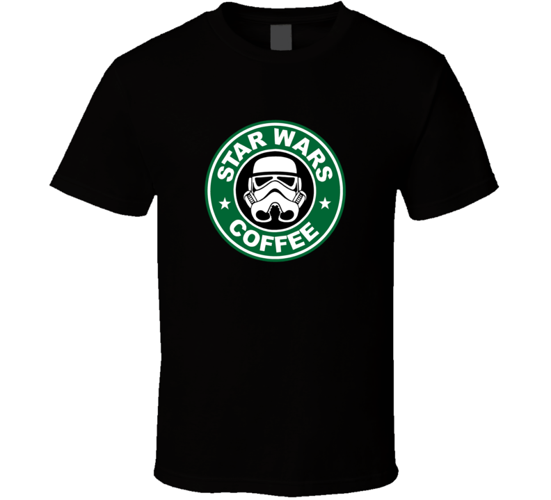 Mens Unisex T-shirt Star Wars Coffee Storm Trooper Dark Side Starbucks Blend Black