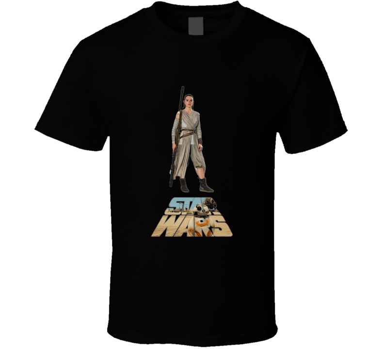 Mens T-shirt Star Wars The Force Awakens Girl Bb8 T-shirt Jakku Black