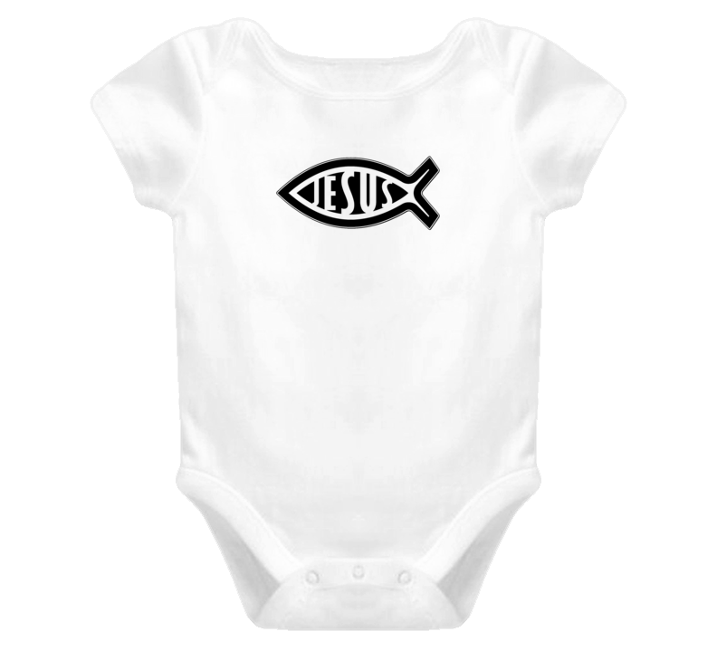Baby Onesie Jesus Christ Fish Christian Faith Clothing Kids Jumpsuit White Onepiece