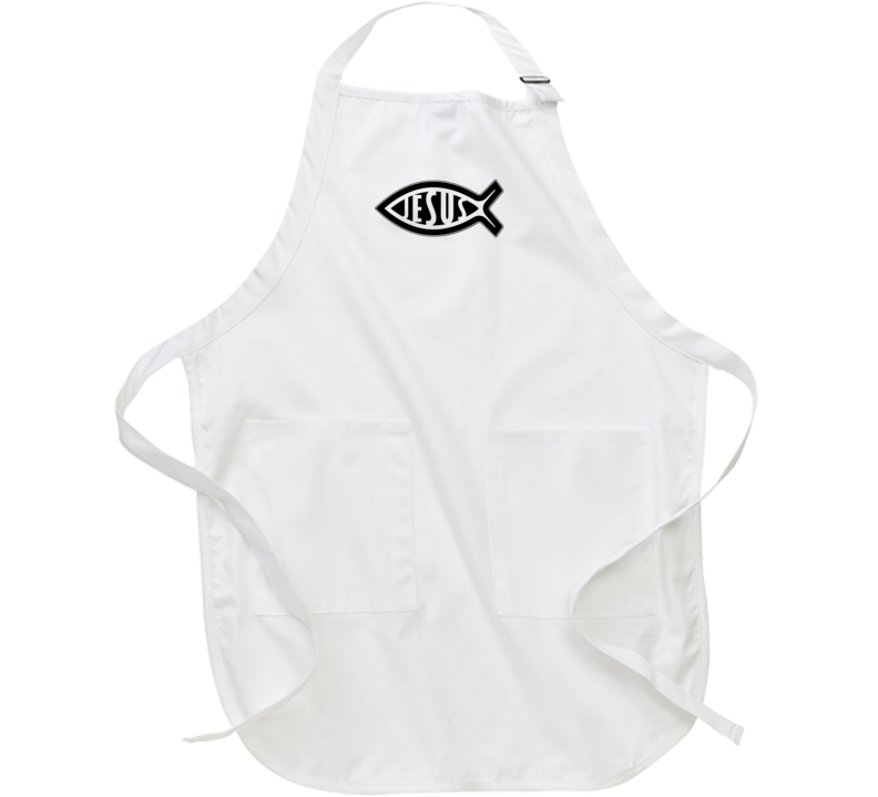 Chefs Cooking Apron Jesus Christ Fish Christian Faith White Kitchen Clothing