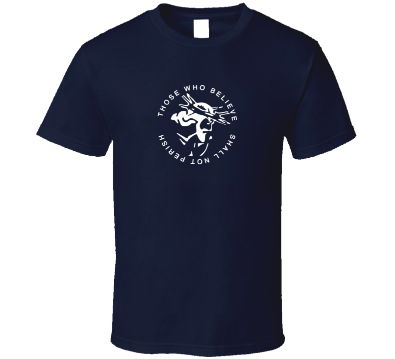Mens Unisex T-shirt Jesus Christ Christian Bible Verse Scripture Faith In God Clothing Navy Blue